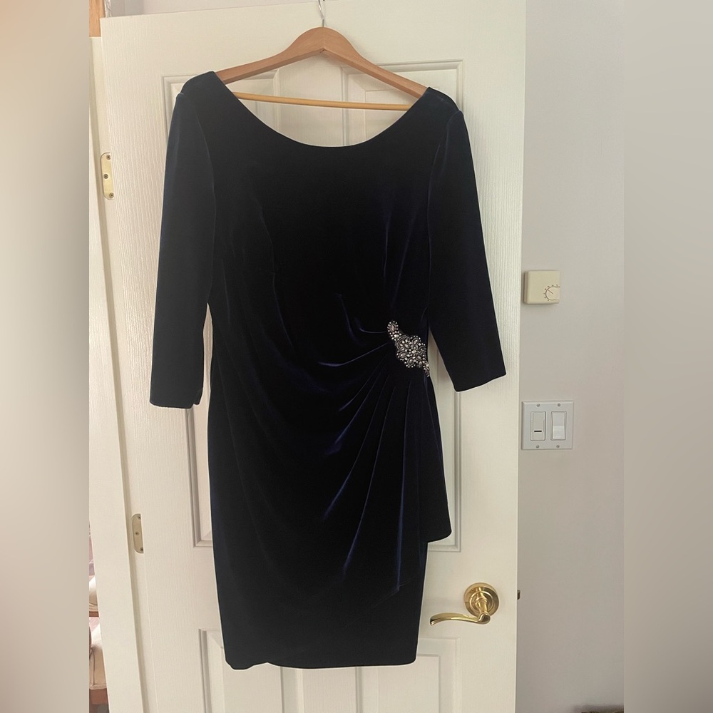 Alex Evenings Midnight Blue Long Sleeve Dress